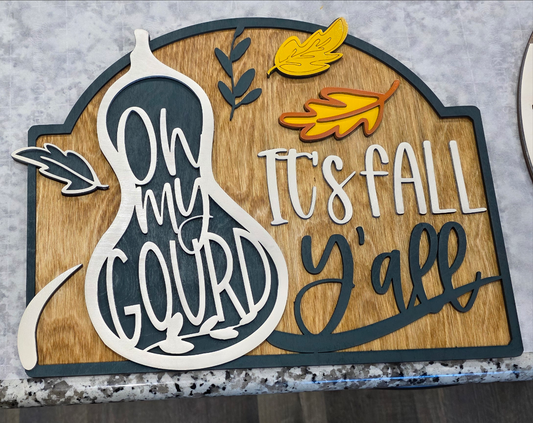Large Oh My Gourd It's Fall Yall Wall Decor